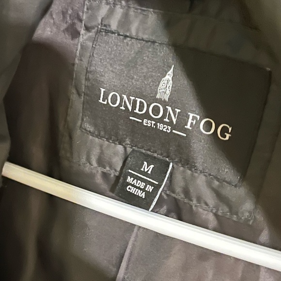 London Fog Black Puffer Coat with Faux Fur Hood - Picture 3 of 4